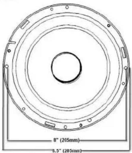 8" (205mm) 0.5" (205mm)