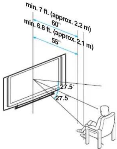 SONY KDF-55XS955 - Model Viewing distance - 2