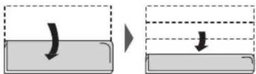 Diagram illustrating a process of object movement or deformation, showing a solid rectangular block before and after transformation.