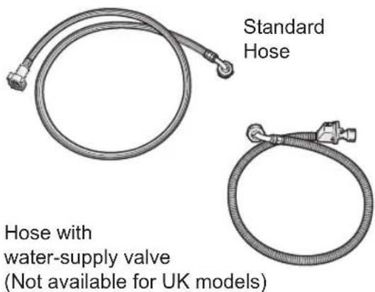 Standard Hose Hose with water-supply valve (Not available for UK models)
