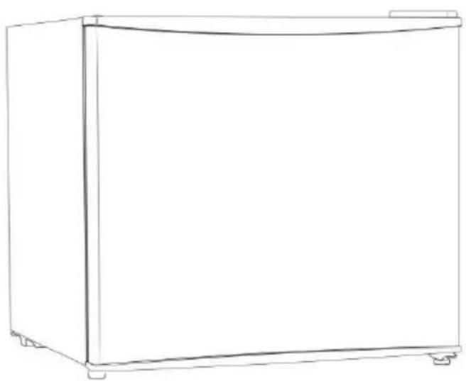 Line drawing of a simple refrigerator with no text or symbols