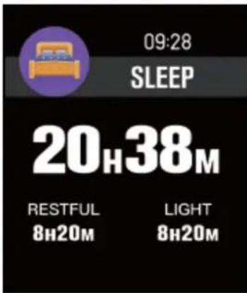 09:28 SLEEP 20H38M RESTFUL 8H20M LIGHT 8H20M