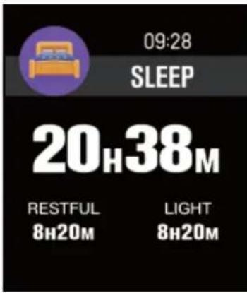 09:28 SLEEP 20h38M RESTFUL 8h20M LIGHT 8h20M