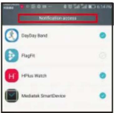 Notification access DayDay Band FlagFit HPlus Watch Mediatek SmartDevice
