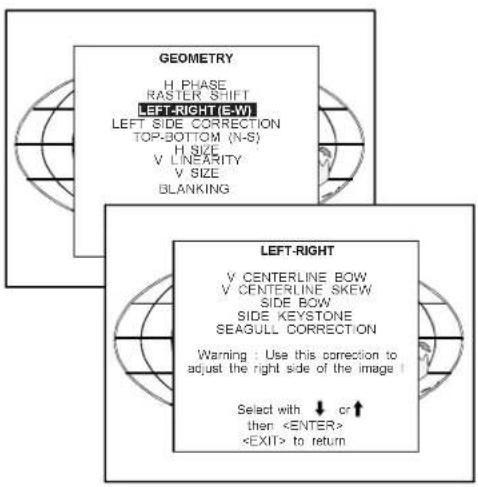 Barco Data 1209s - Left-Right (east-west) Adjustments - 1