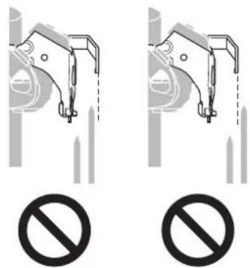 Diagram showing two identical mechanical device configurations with a 'No' symbol below each, indicating no protection or absence.