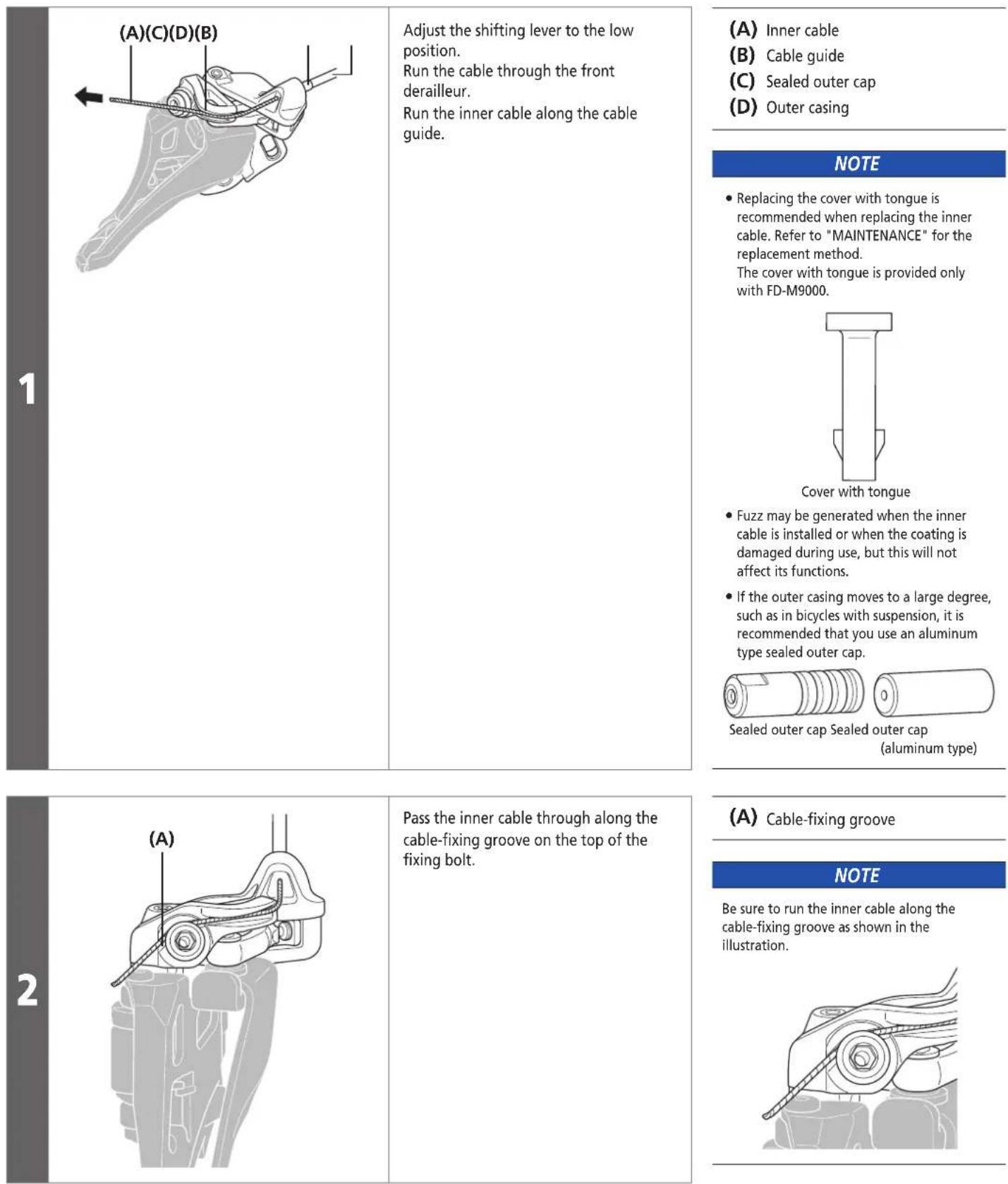 SHIMANO FD-M672-H - Securing the cable - 1