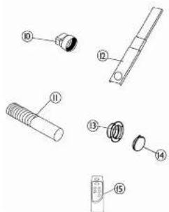 Exploded view diagram of a mechanical component with numbered parts for identification