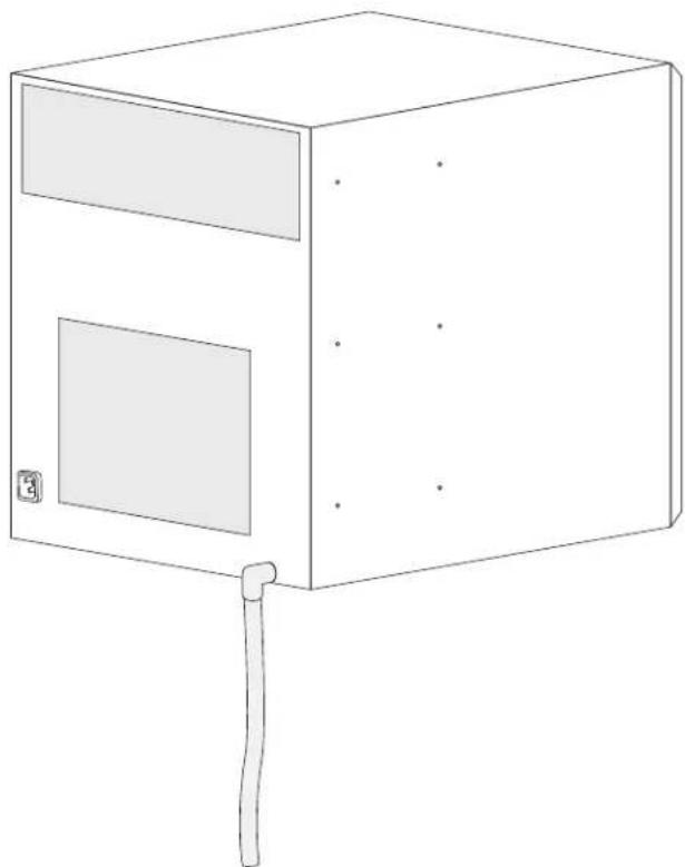 Line drawing of a rectangular box with a lid and handle, no text or symbols present