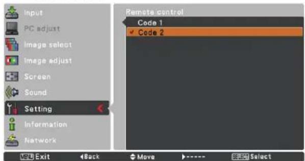 SANYO PLC-XU300K - To change the code for the remote control: - 2