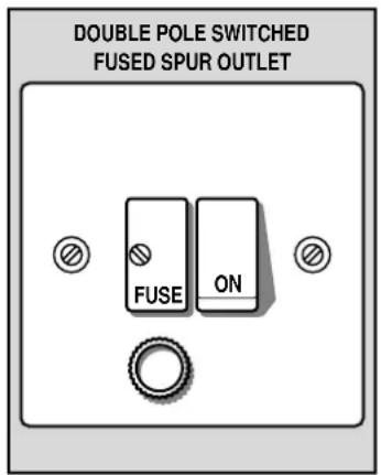 DOUBLE POLE SWITCHED FUSED SPUR OUTLET FUSE ON