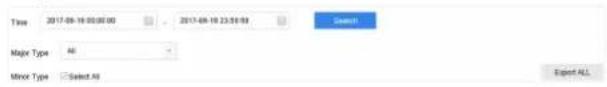 Time 2017-09-18 00:00:00 2017-09-18 23:58:00 Major Type 40 Minor Type Select All Export ALL