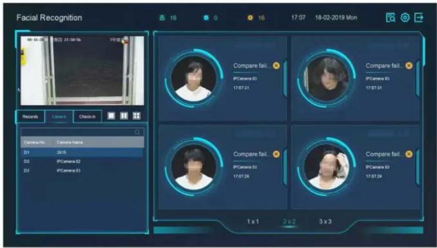 Facial Recognition 88-16-28 图层 21-SM-5A 3号镜像 Records Camera Check-in Camera No. Camera Name D1 2615 D2 IPCamera 02 D3 IPCamera 03 Compare fail... IPCamera 03 17.07.31 Compare fail... IPCamera 03 17.07.31 Compare fail... IPCamera 03 17.07.24 Compare fail... IPCamera 03 17.07.24 1 x 1 2 x 2 3 x 3