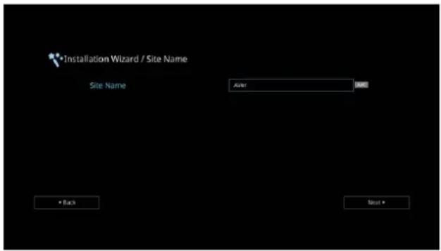 Installation Wizard / Site Name Site Name After Back Next