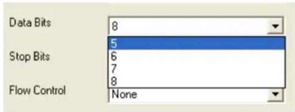 Data Bits 8 Stop Bits 5 7 8 Flow Control None