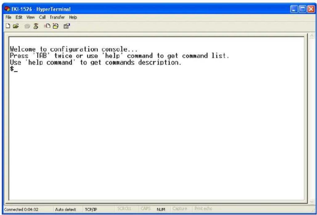 Welcome to configuration console... Press 'TAB' twice or use 'help' command to get command list. Use 'help command' to get commands description. $_