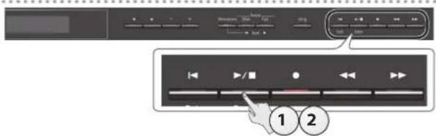 Screenshot of a media player interface with labeled buttons and playback controls