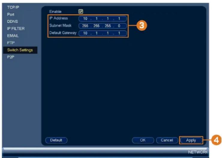 Lorex NK263-88ABE - To configure switch settings: - 1