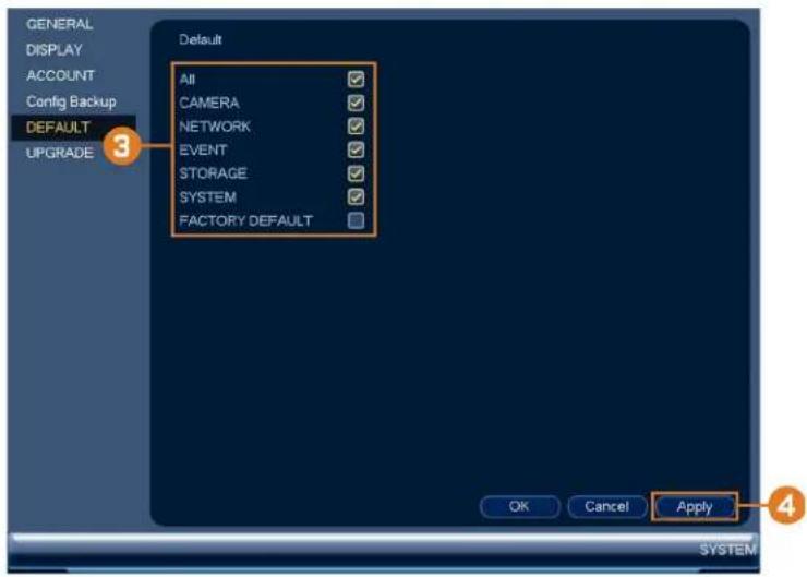 Lorex NK263-88ABE - To restore default settings: - 1