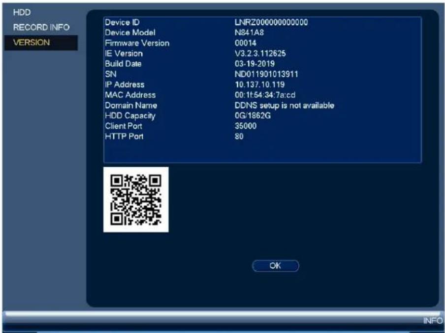 Lorex NK263-88ABE - Version Information - 1