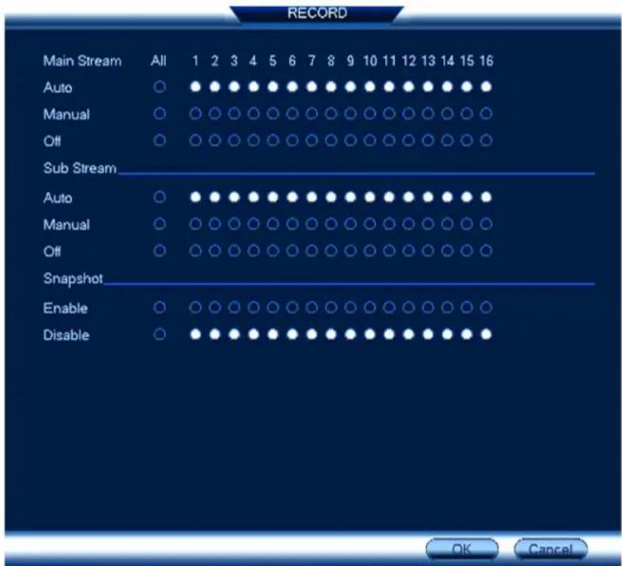 Lorex NK263-88ABE - To set options for manual recording: - 1
