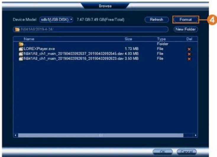 Lorex NK263-88ABE - To format a USB flash drive: - 2