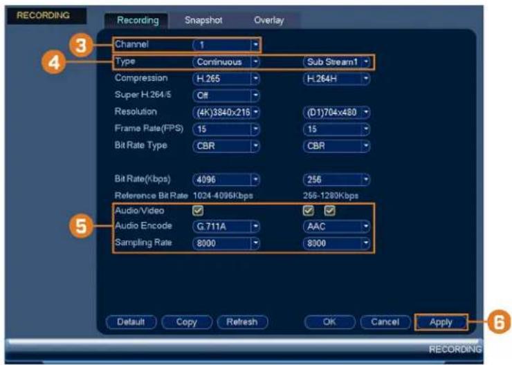 Lorex NK263-88ABE - To enable audio recording: - 1