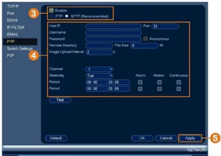 Lorex NK263-88ABE - To configure FTP settings: - 2