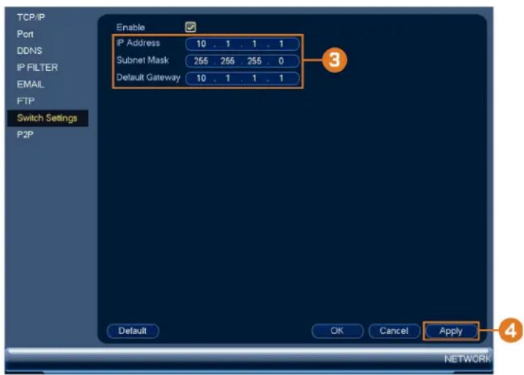 Lorex NK182-85CB - To configure switch settings: - 1