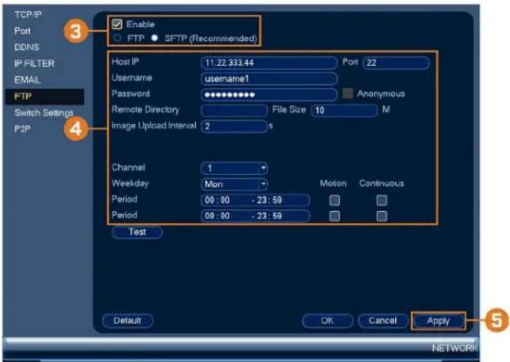 Lorex NK182-85CB - To configure FTP settings: - 2