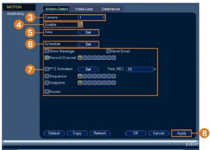Lorex NK182-85CB - To configure motion detection: - 1
