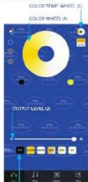 COLOR TEMP. WHEEL (2) COLOR WHEEL (1) OUTPUT LEVEL (2)
