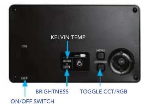 KELVIN TEMP ON OFF BRIGHTNESS 10% MENU CCT/RGB ON/OFF SWITCH TOGGLE CCT/RGB
