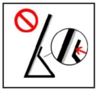 Safety warning sign indicating no prohibition symbol and a diagram showing a broken structure with an arrow