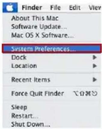 Finder File Edit View About This Mac Software Update... Mac OS X Software... System Preferences... Dock Location Recent Items Force Quit Finder Sleep Restart... Shut Down...