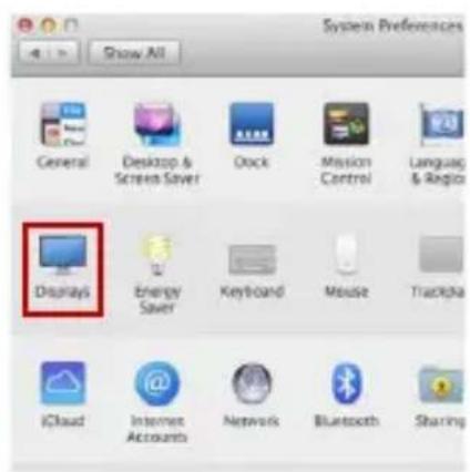 System Preferences General Desktop & Screen Saver Dock Mission Control Language & Region Displays Energy Saver Keyboard Mouse Trackla iCloud Internet Accounts Network Bluetooth Sharing