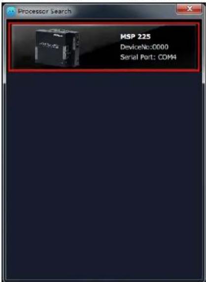 Processor Search MSP 225 DeviceNo:0000 Serial Port: COM4