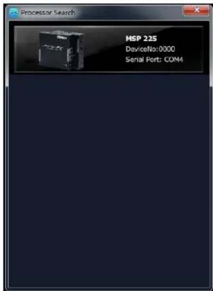 Processor Search MSP 225 DeviceNo:0000 Serial Port: COM4