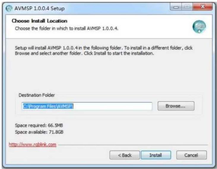 AVMSP 1.0.0.4 Setup Choose Install Location Choose the folder in which to install AVMSP 1.0.0.4. Setup will install AVMSP 1.0.0.4 in the following folder. To install in a different folder, click Browse and select another folder. Click Install to start the installation. Destination Folder C:\Program Files\AVMSP\ Browse... Space required: 66.5MB Space available: 71.8GB http://www.rqblink.com < Back Install Cancel