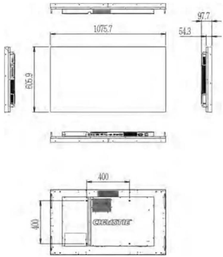 Christie FHD493-XE - Overall dimensions - 1
