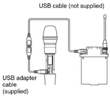 USB cable (not supplied) USB adapter cable (supplied)