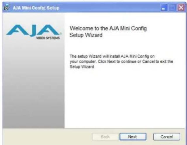 AJA V2Analog - Installing MiniConfig on a PC - 1