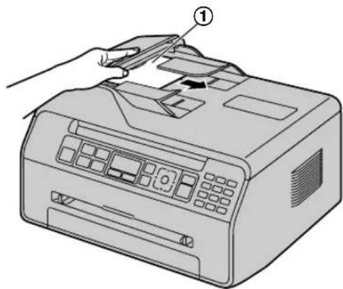 Illustration of a printer with a hand inserting a card into the cover (no text or symbols visible).