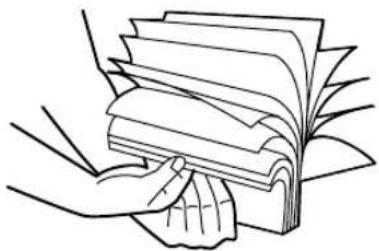 Line drawing of a hand holding a stack of books (no text or symbols present)