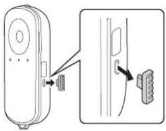 Diagram showing a device with a switch and a close-up view of its internal components, likely illustrating a device's internal structure or assembly.