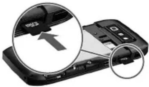 NOKIA E71x - Insert the microSD card - 1