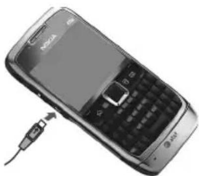 NOKIA E71x - ■Conectar un cable de datos USB - 1