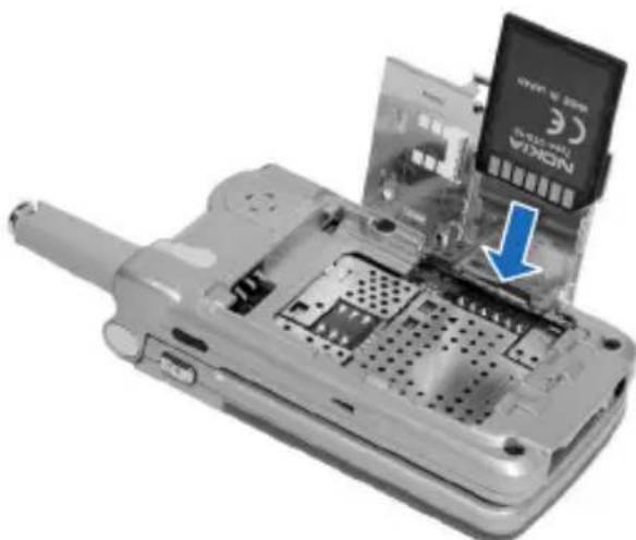 NOKIA 6256i - Install the MMC card - 3