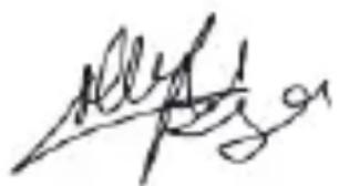 Handwritten signature or name with printed text above and below the handwritten script