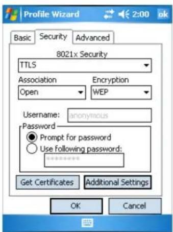 Intermec 741 - Configuring TTLS Security With Profile Wizard - 1